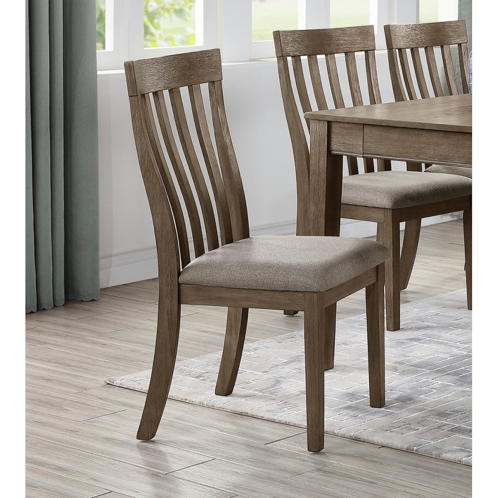 Fabric Upholstered Seat 1pc Bench Wire Brushed Light Gray Finish Wooden Frame Dining Room Furniture