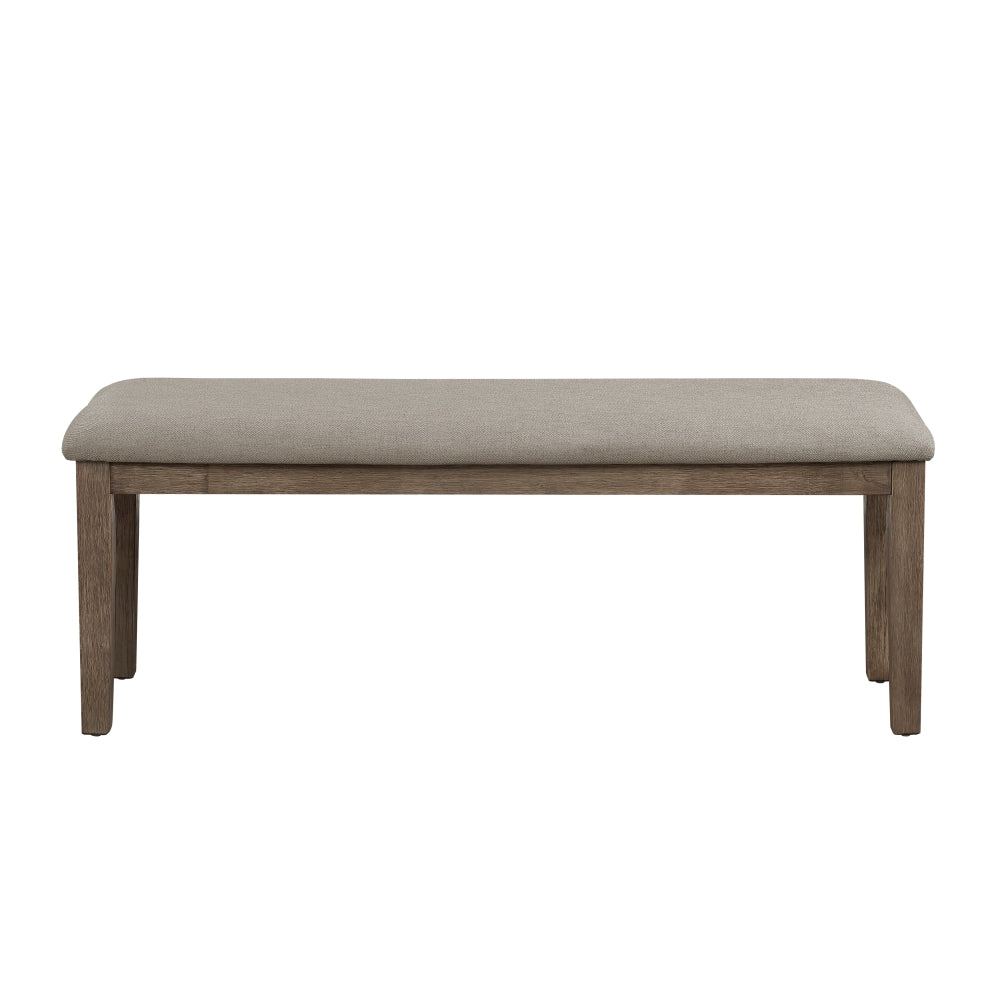 Fabric Upholstered Seat 1pc Bench Wire Brushed Light Gray Finish Wooden Frame Dining Room Furniture