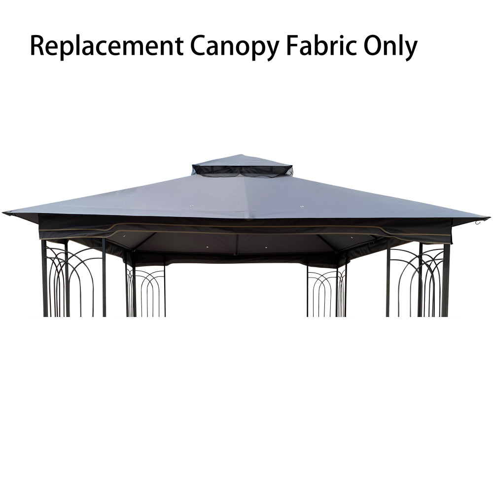 13x10 Ft Patio Double Roof Gazebo Replacement Canopy Top Fabric,Brown