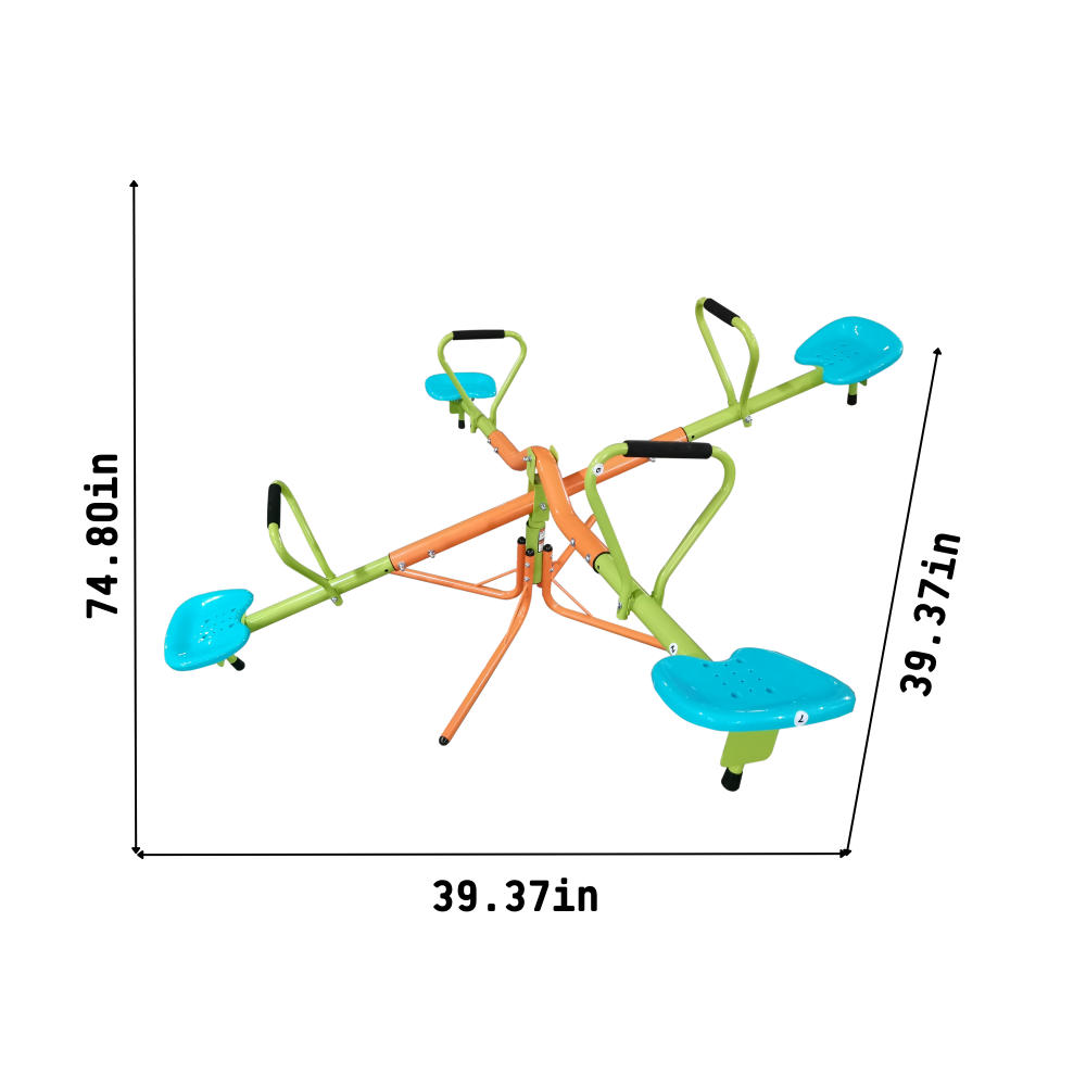 XSS004 outdoor playground four seats seesaw for kids 360 degree rotating sturdy plastic seat seesaw for kids seesaw blue and green for kids age 3+