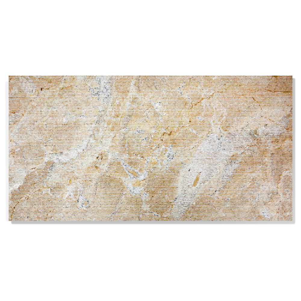 12*24 Gold Yellow Beige natural marble, for wall, FS textured finished, 3D fluted marble, natural stone, genuine marble, real marble, 1 box 4 pcs