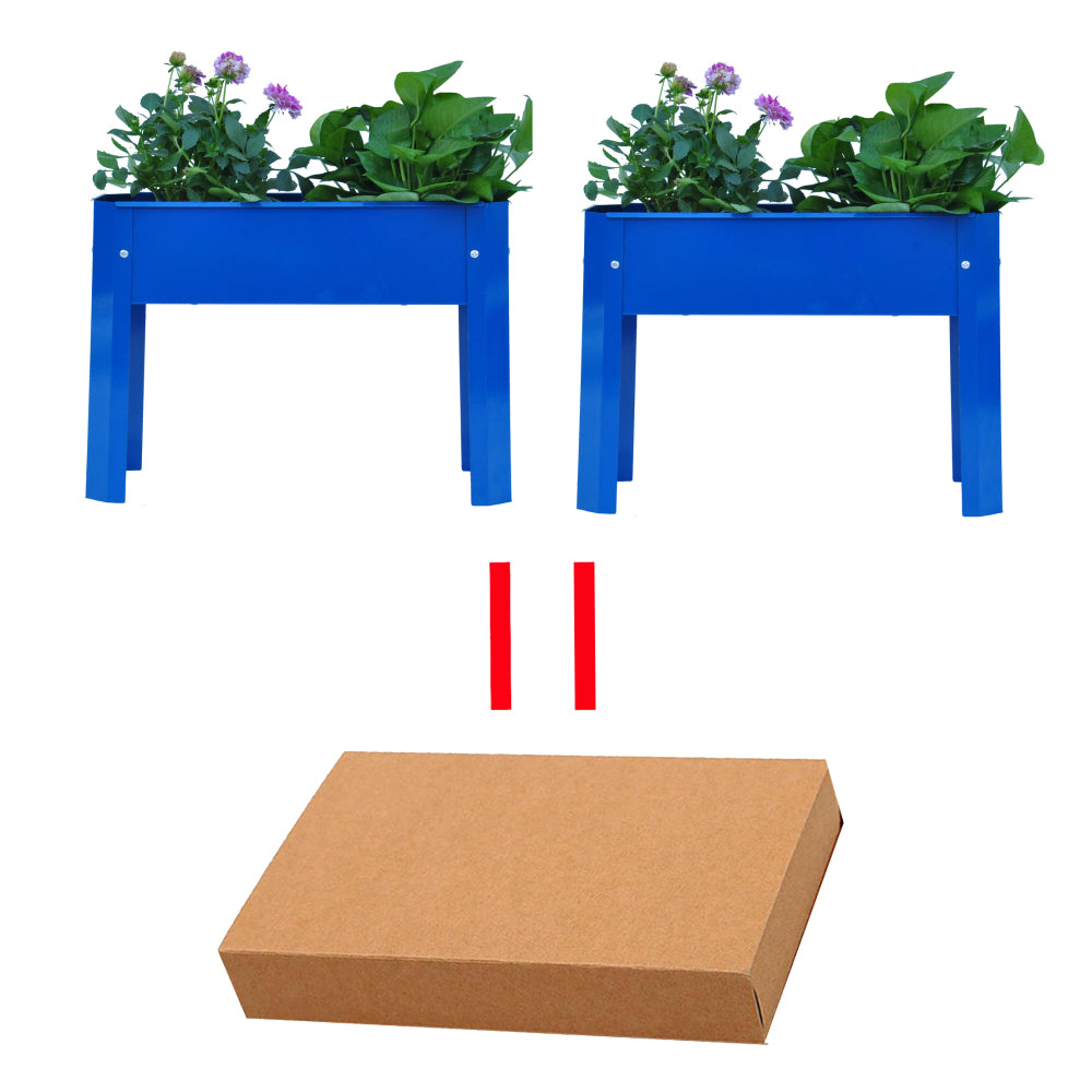 Elevated garden bed metal elevated outdoor flowerpot box  suitable for backyard and terrace  large flowerpot  suitable for vegetable and flower  Blue*2