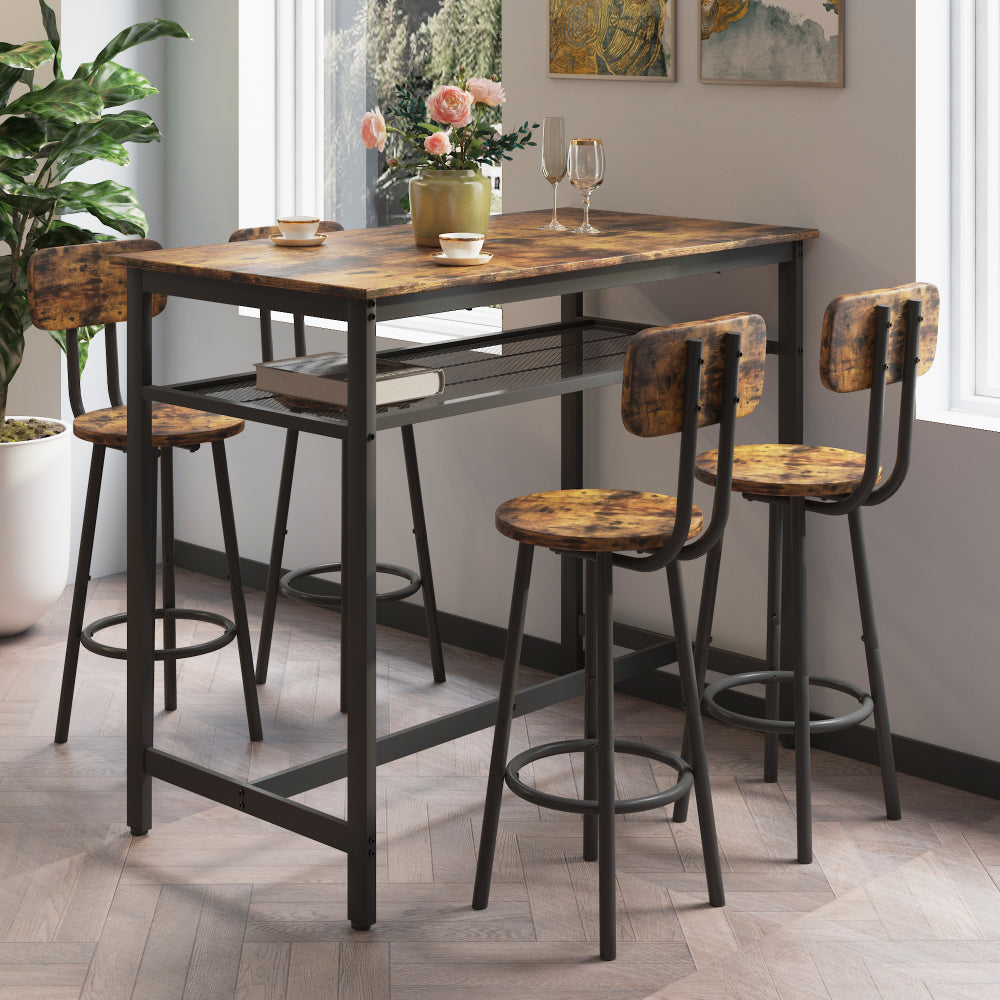 5-Piece Kitchen Counter Height Table Set, Bar Table with 4 Chairs
