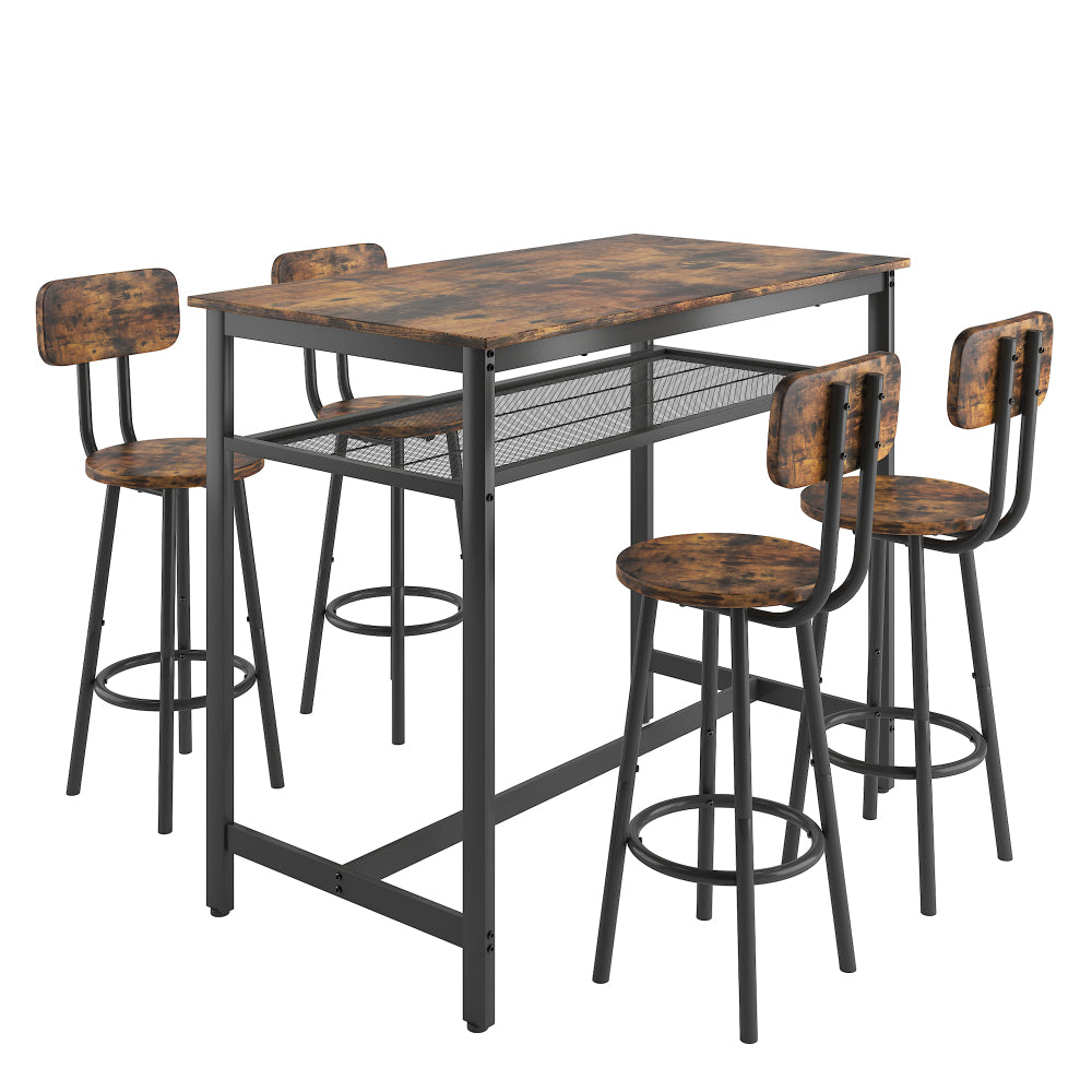 5-Piece Kitchen Counter Height Table Set, Bar Table with 4 Chairs