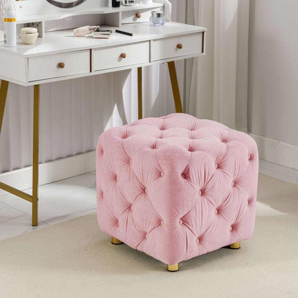 Purple Modern Velvet Upholstered Ottoman, Exquisite Small End Table, Soft Foot Stool,Dressing Makeup Chair, Comfortable Seat for Living Room, Bedroom, Entrance