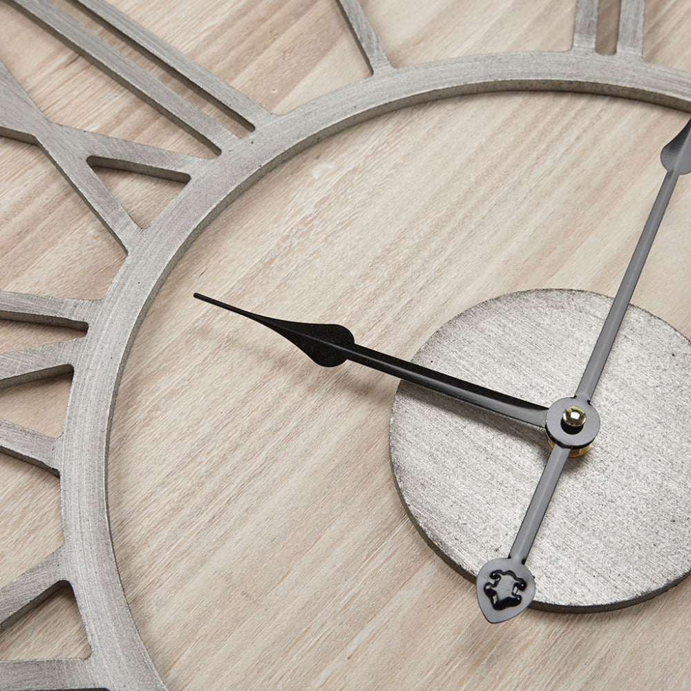 23.6" Wood Wall Clock Natural/Grey See below