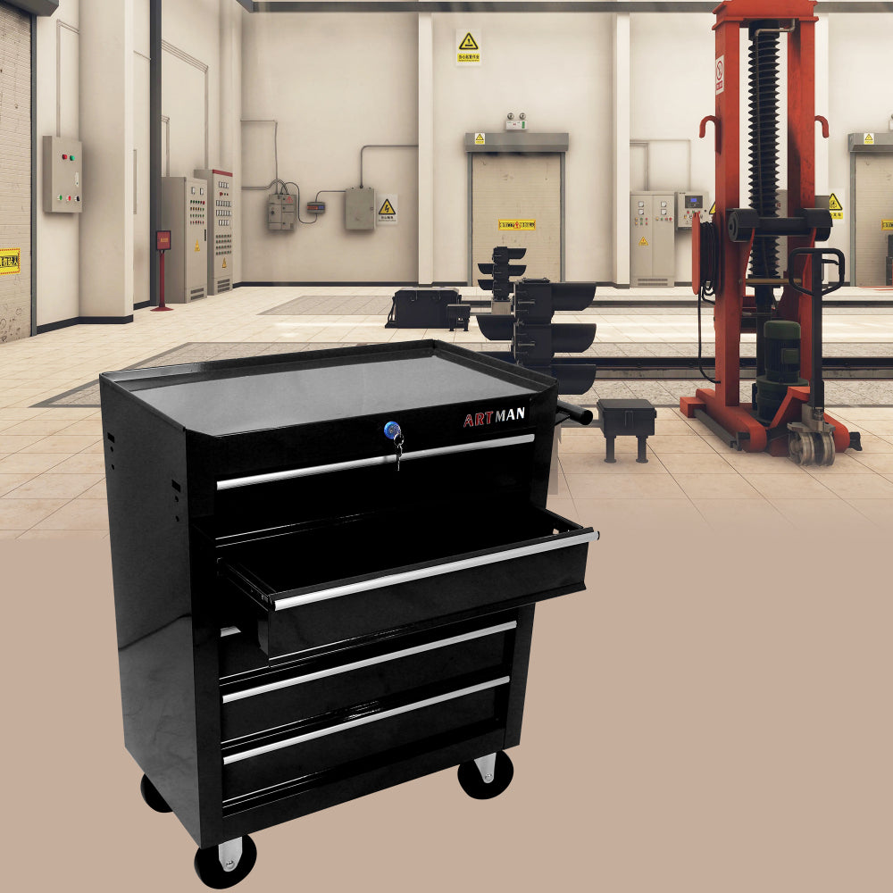 5 Drawer Tool Chest, Tool Storage Cabinet for Garage Storage with 4 Wheels and Locking System, BLACK