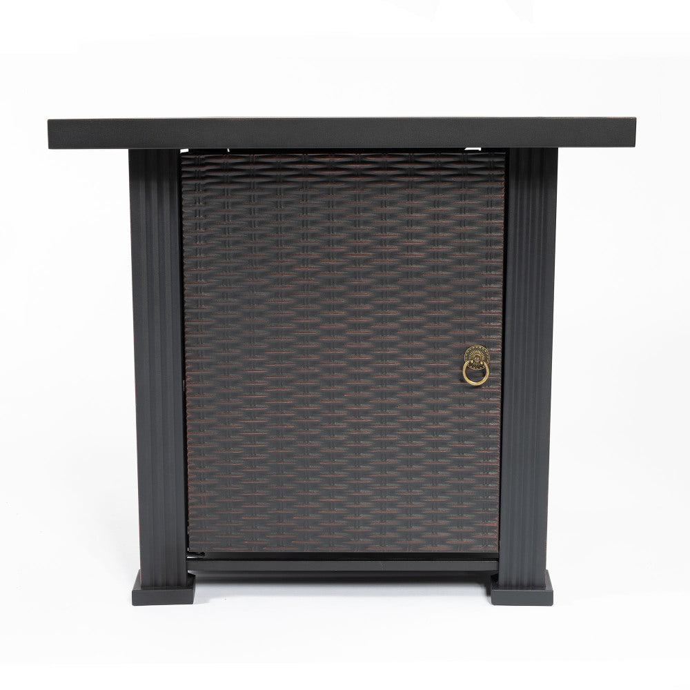 28" Propane Gas Fire Pit Table, 50000 BTU Square Steel Fire Pit for Outside Patio Deck Garden Backyard-Black