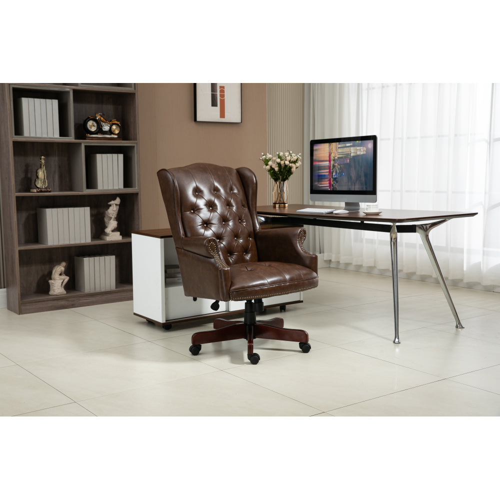 Executive Office Chair - High Back Reclining Comfortable Desk Chair - Ergonomic Design - Thick Padded Seat and Backrest - PU Leather Desk Chair with Smooth Glide Caster Wheels, 1 Pack Black