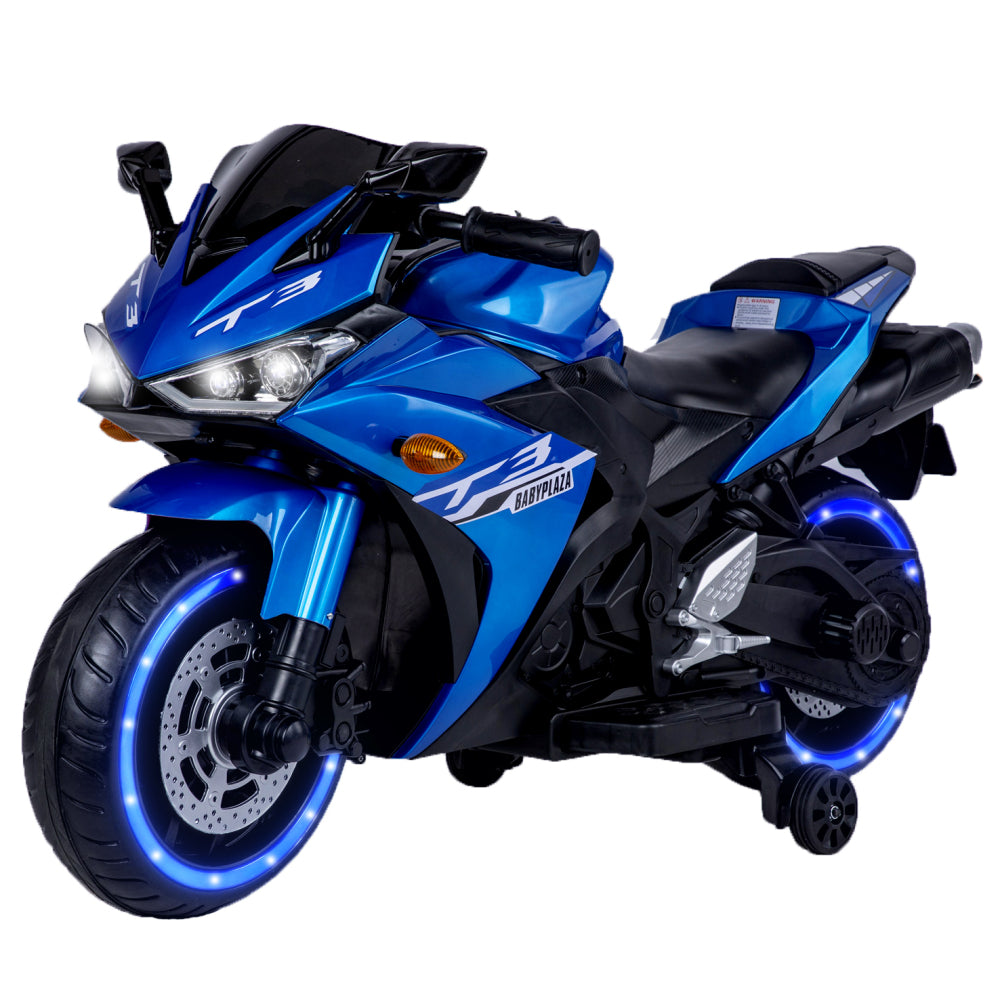 kids motorcycle, 12V motorcycle for kids 3 4 5 6 years Boys Girls  12v7ah kids motorcycle ride on toy with Training  Wheels/manual throttle/ drive by hand /Lighting  wheels