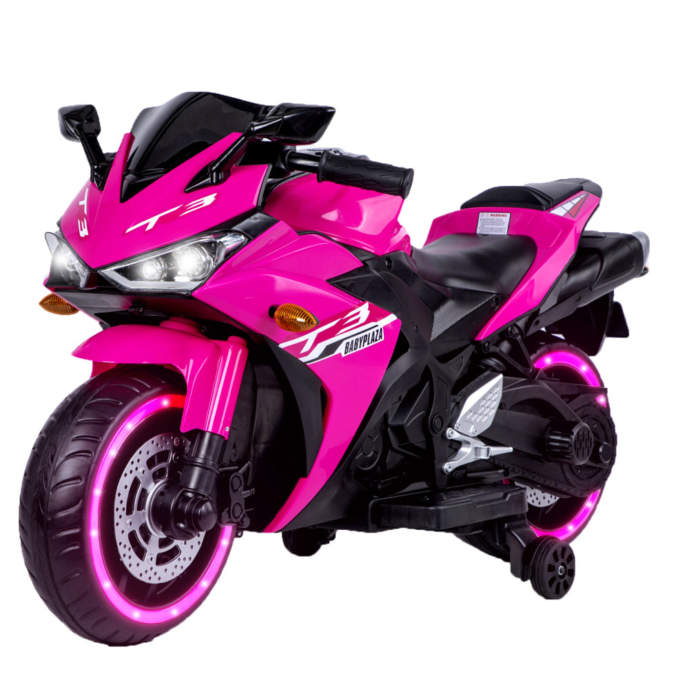 kids motorcycle,12V motorcycle for kids 3 4 5 6 years Boys Girls  12v7ah kids motorcycle ride on toy with Training  Wheels/manual throttle/ drive by hand /Lighting  wheels