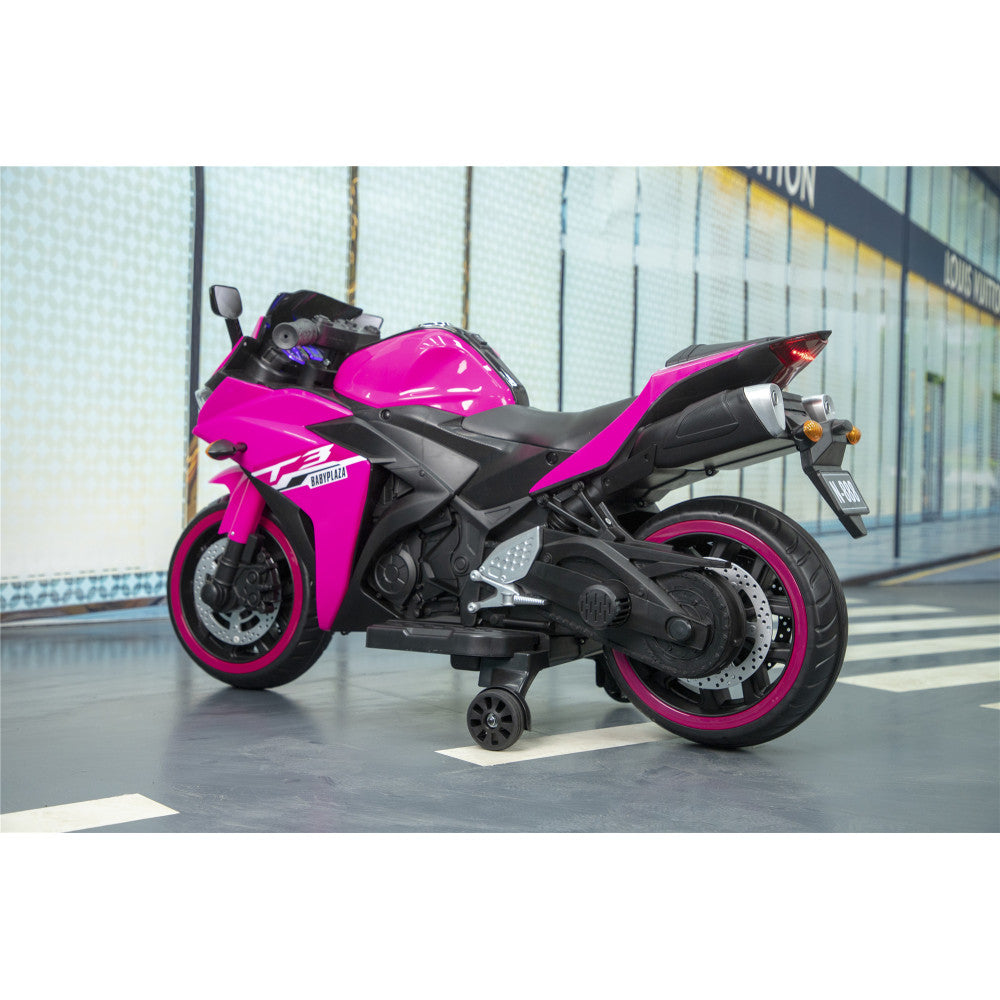 kids motorcycle,12V motorcycle for kids 3 4 5 6 years Boys Girls  12v7ah kids motorcycle ride on toy with Training  Wheels/manual throttle/ drive by hand /Lighting  wheels