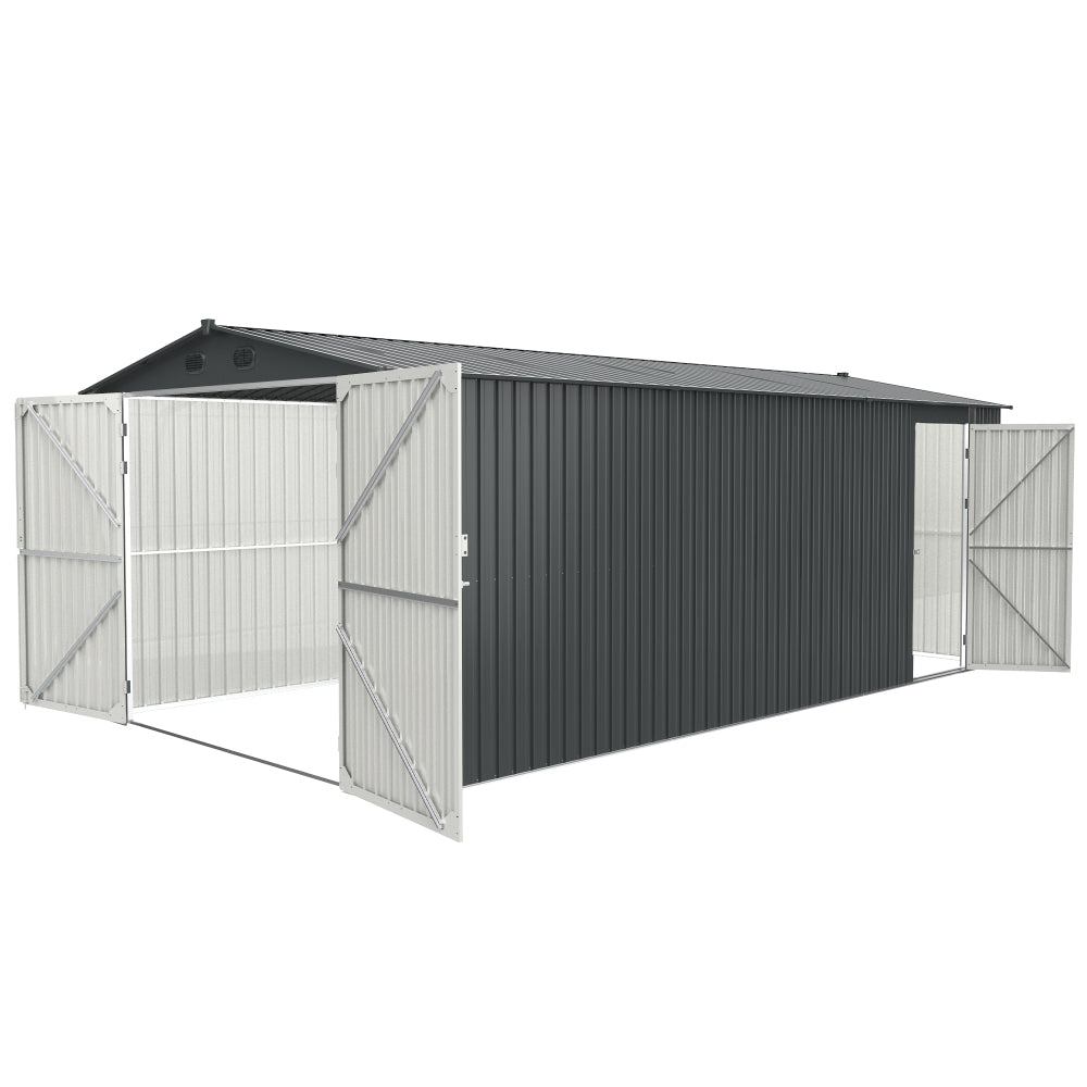 Outdoor Storage Shed 20x13 FT, Metal Garden Shed Backyard Utility Tool House Building with 2 Doors and 4 Vents for Car,Truck,Bike, Garbage Can,Tool,Lawnmower