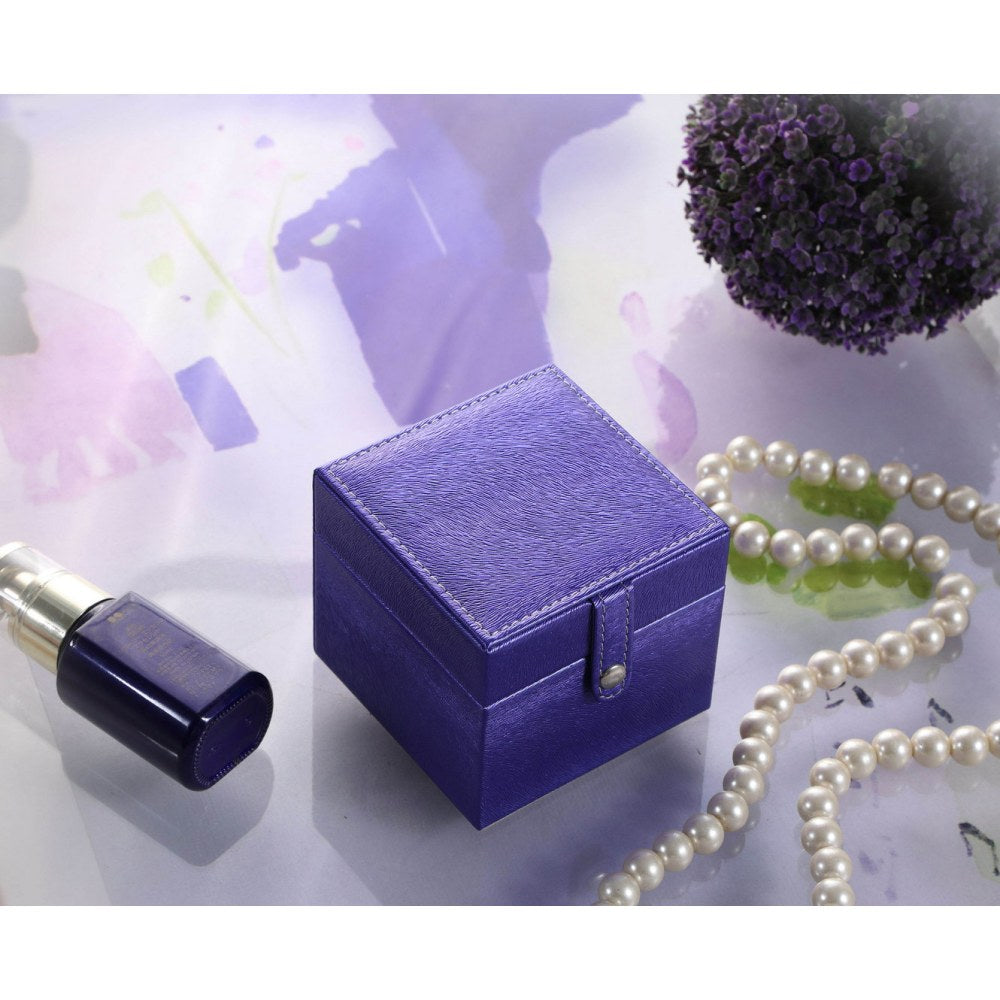 4" Long Travel Jewelry Case, Square Shaped, Azure Blue