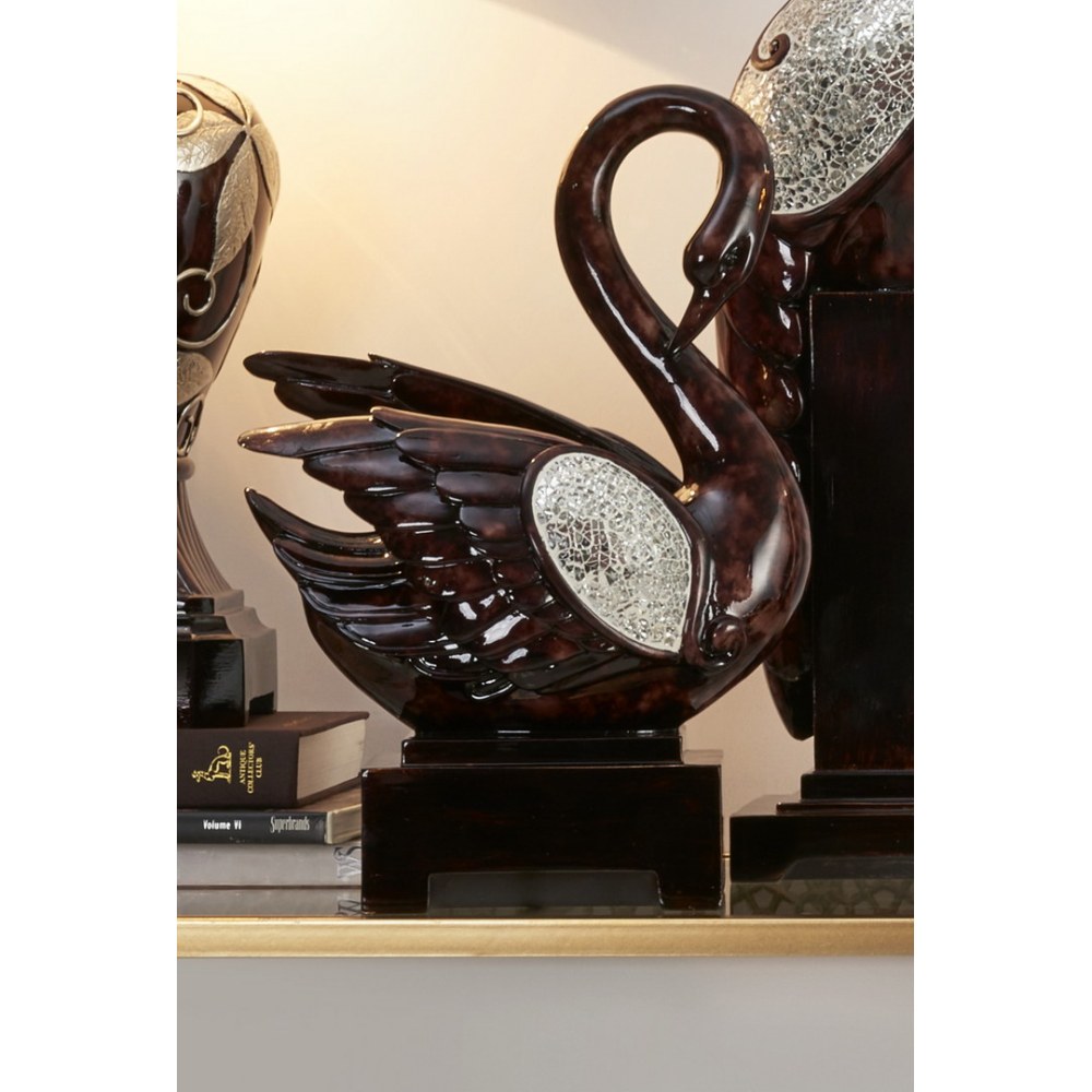 16.5-Inch Tall Folius Floral Foliage Swan Decor