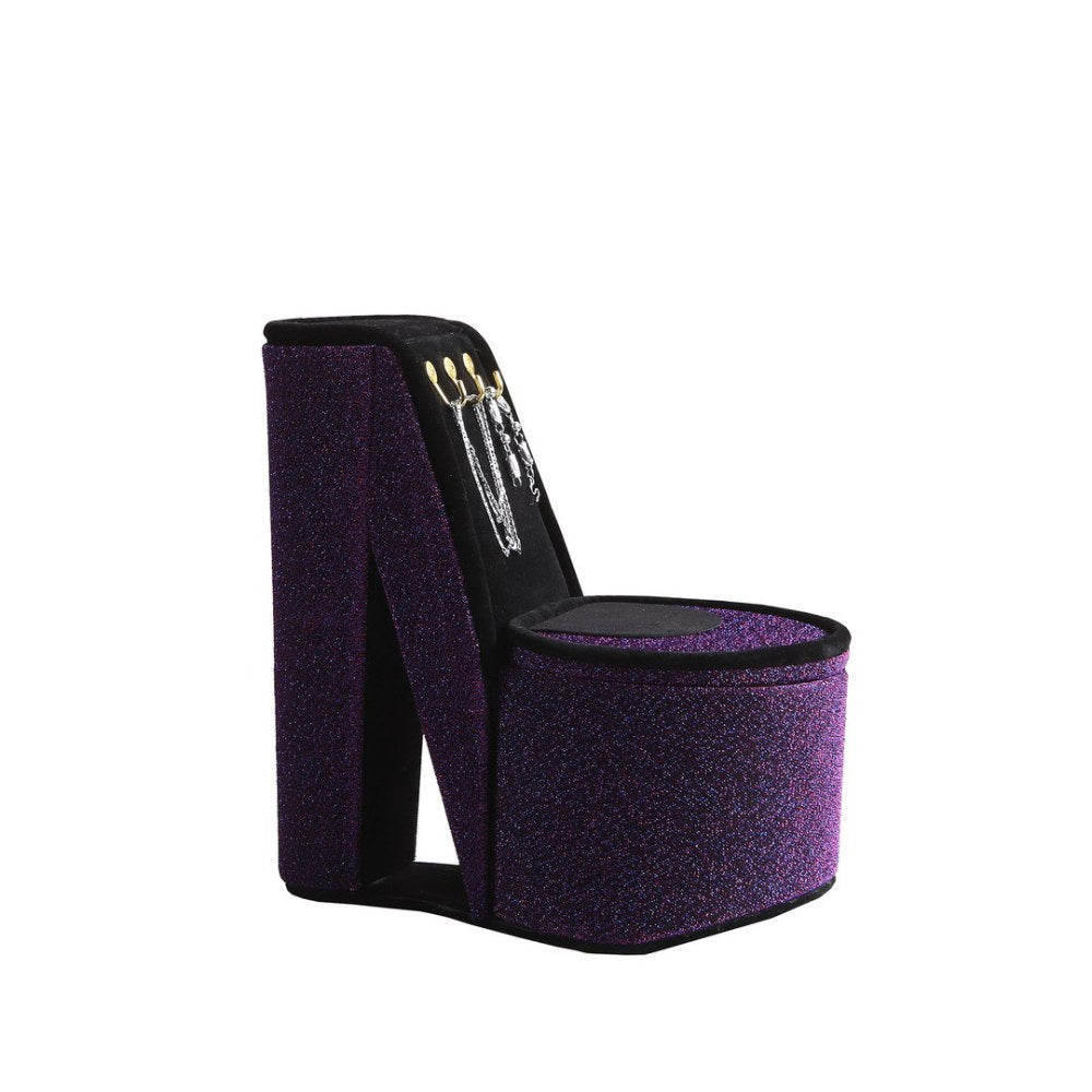 9" Tall Display Jewelry Box with Hooks, High Heel Shoe Design, Leopard Print