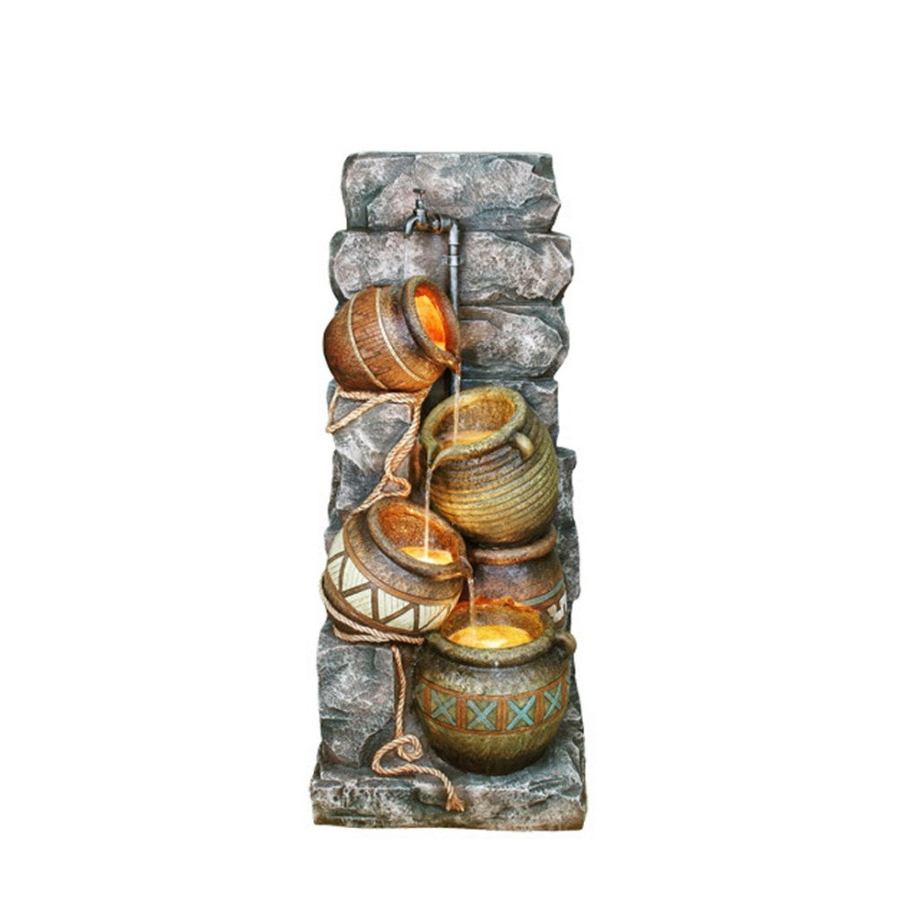 43" Tall Polyresin Indoor / Outdoor Fountain w/ LED Light, Potter Pitcher Design