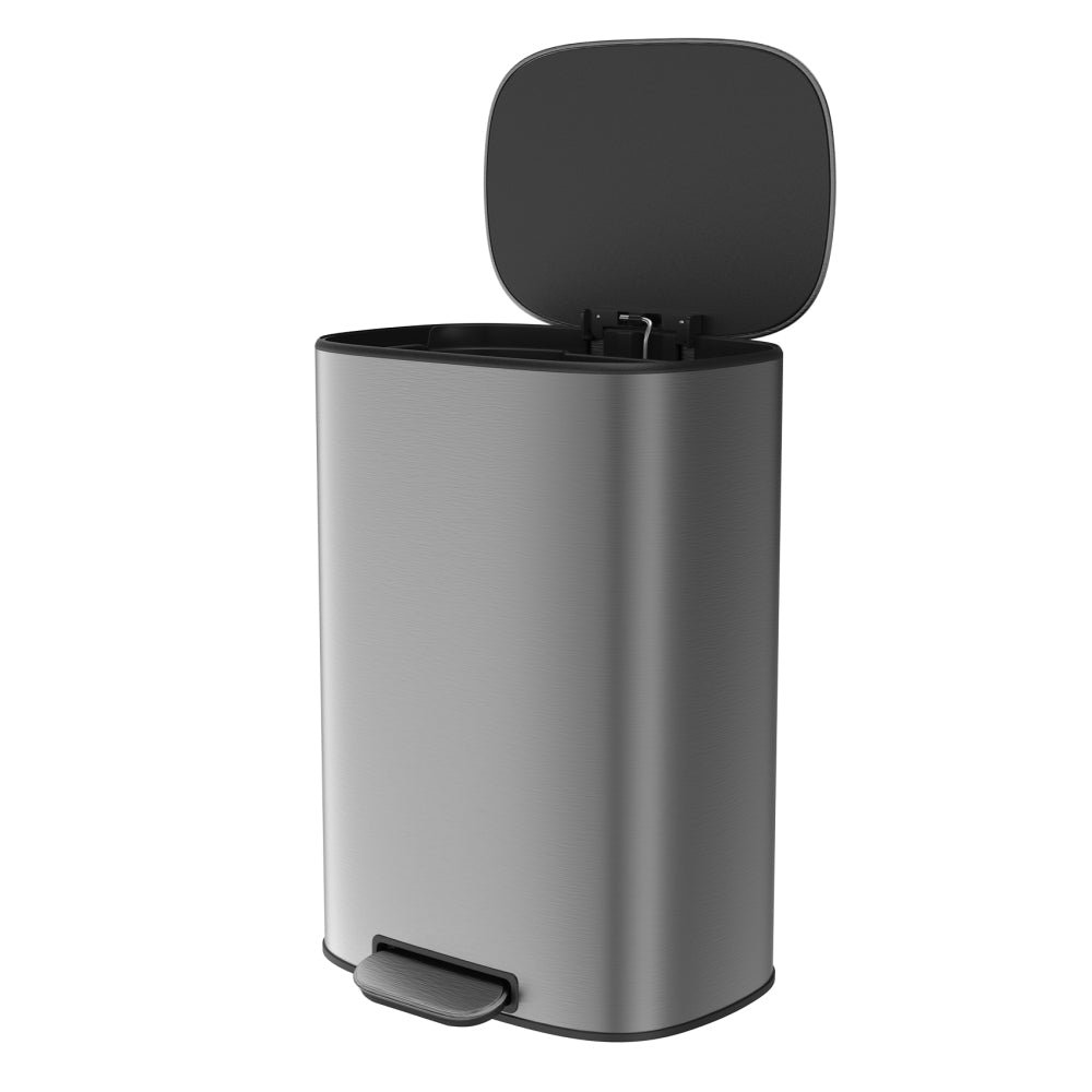 13 Gallon 50L Kitchen Foot Pedal Operated Soft Close Trash Can - Stainless Steel Ellipse Bustbin - S