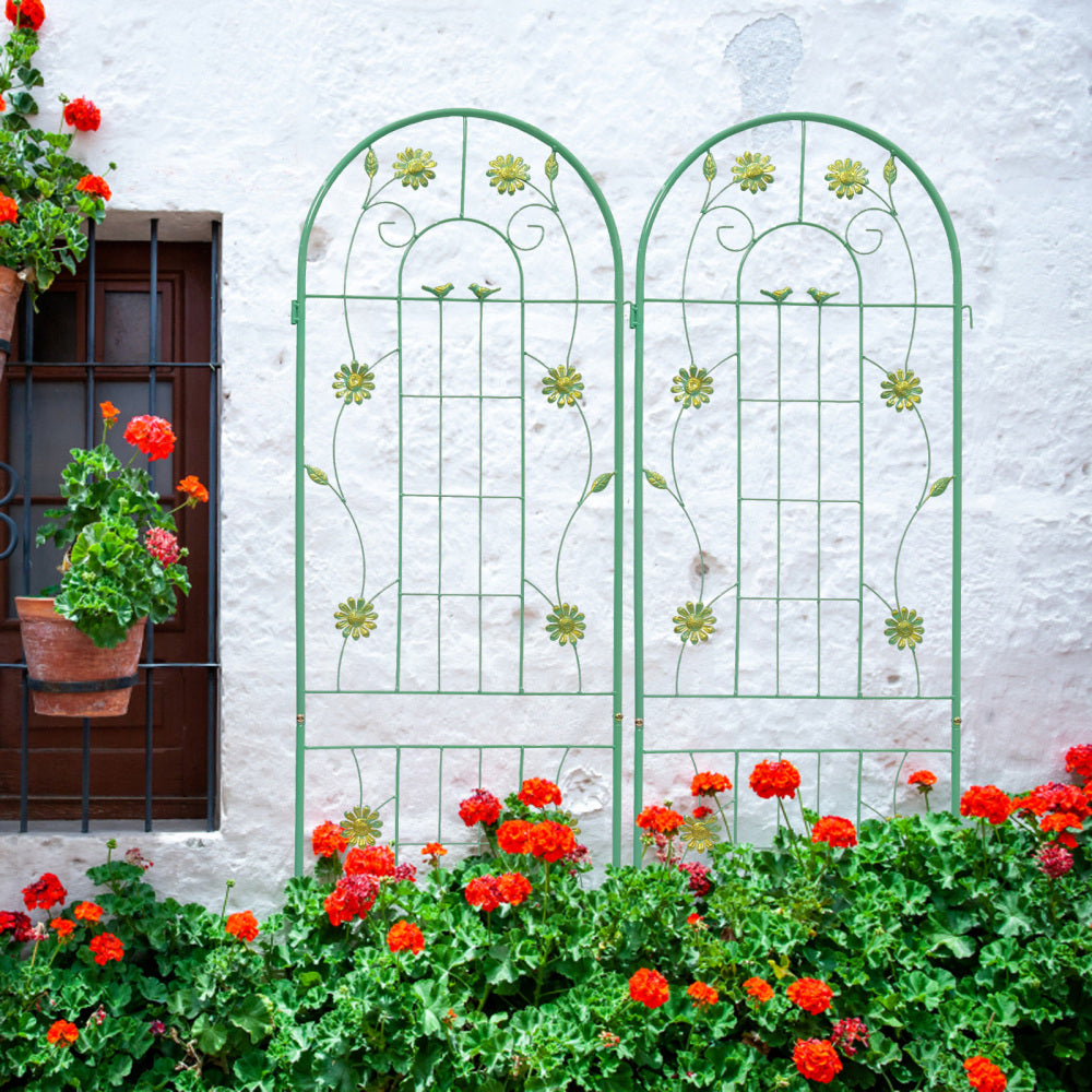 4 Pack Metal Garden Trellis 71" x 19.7" Rustproof Trellis for Climbing Plants Outdoor Flower Support Green