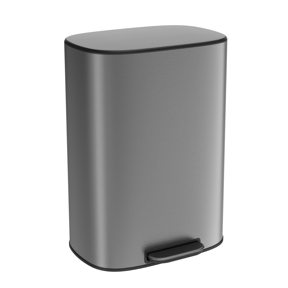 13 Gallon 50L Kitchen Foot Pedal Operated Soft Close Trash Can - Stainless Steel Ellipse Bustbin - S