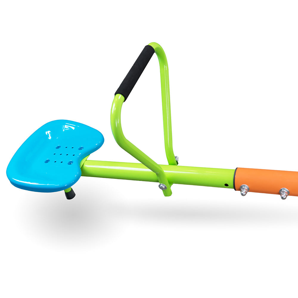 XSS004 outdoor playground four seats seesaw for kids 360 degree rotating sturdy plastic seat seesaw for kids seesaw blue and green for kids age 3+