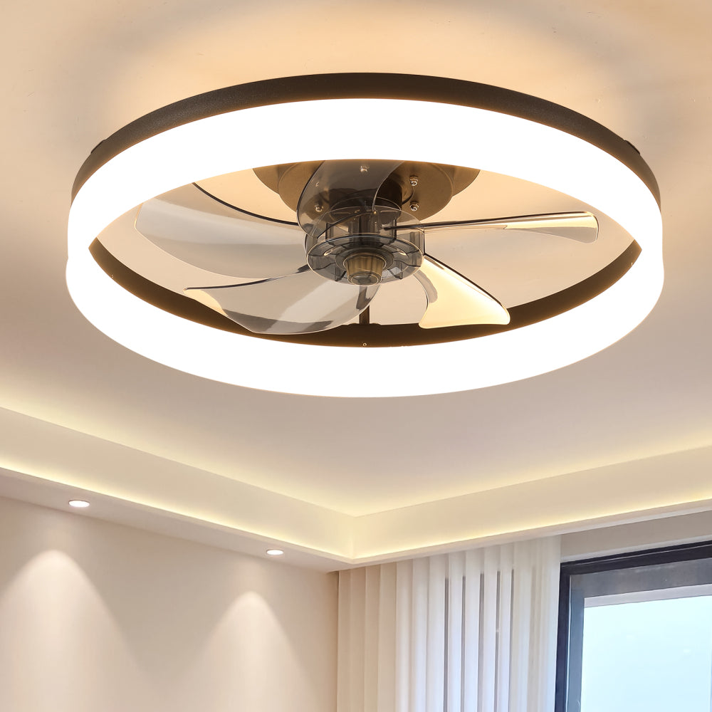 Ceiling Fans with Lights Dimmable LED Embedded installation of thin modern ceiling fans(Rose Gold)