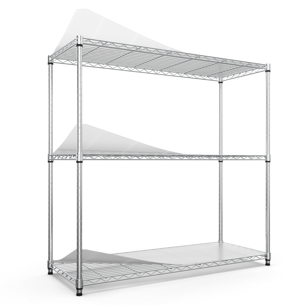 3 Tier Wire Shelving Unit, 1050 LBS NSF Height Adjustable Metal Garage Storage Shelves, Heavy Duty Storage Wire Rack Metal Shelves - Black