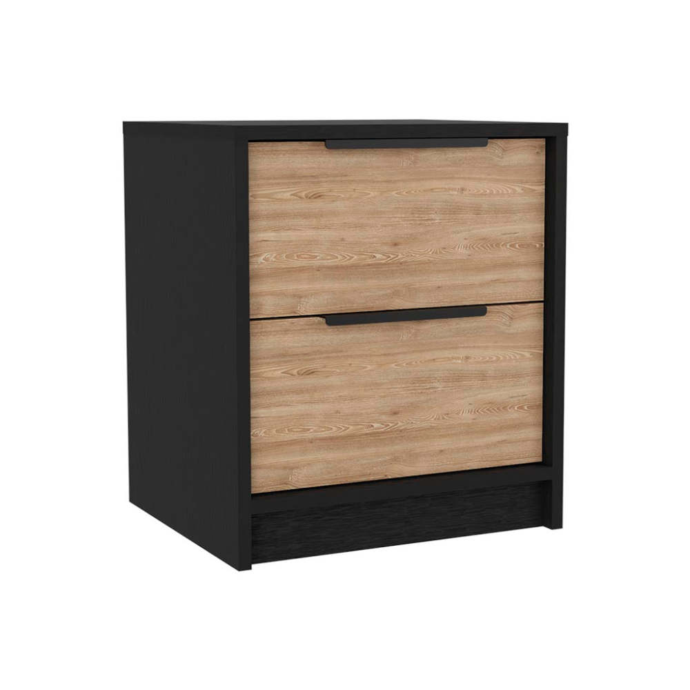 3 Piece Bedroom Set, London Armoire + Egeo Nightstand + Egeo Nightstand, Black / Pine