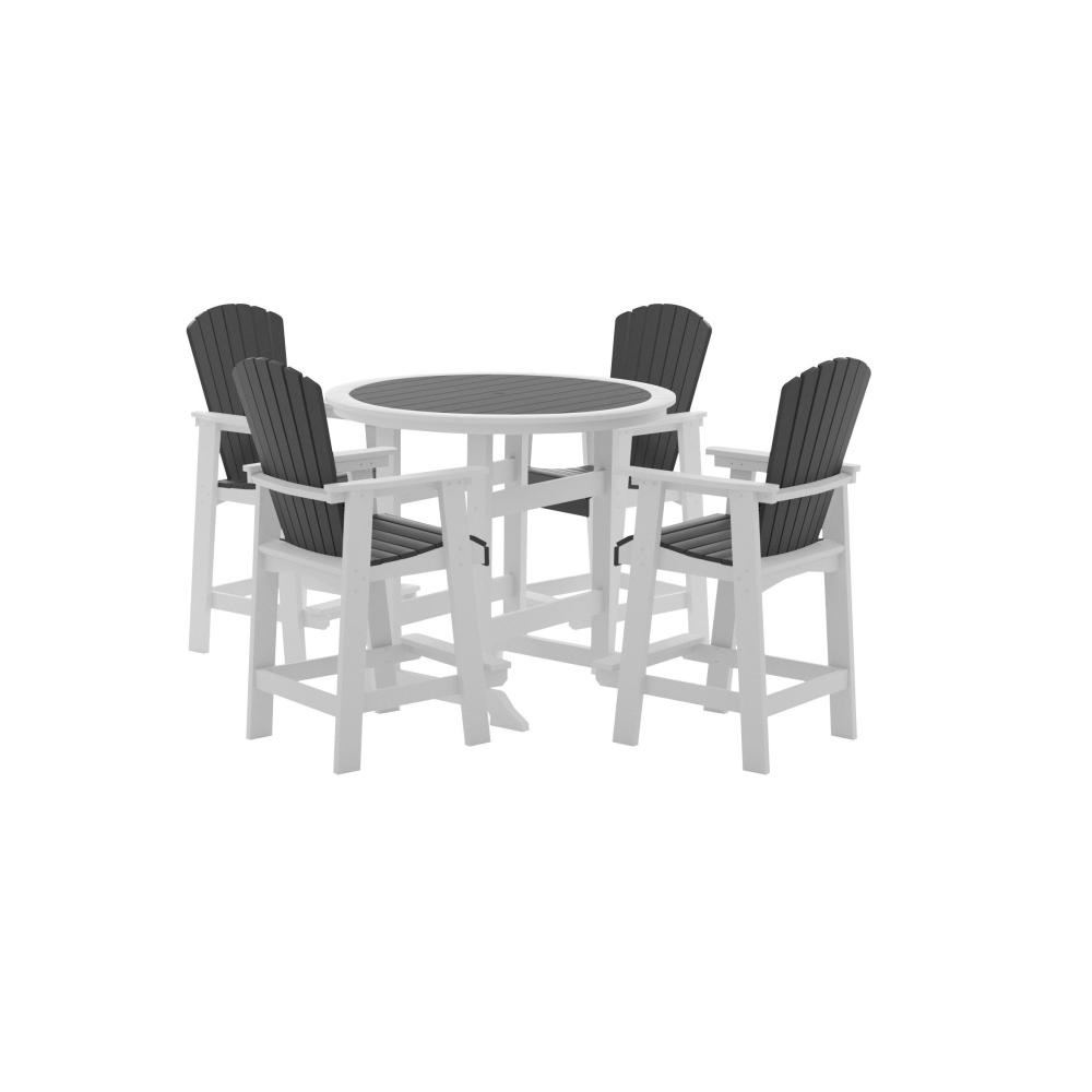 HDPE Patio Bar Table Set High Top Outdoor Table and Chairs Set of 5 Bar Table & Stools Set with Tall Adirondack Chairs Set for 4