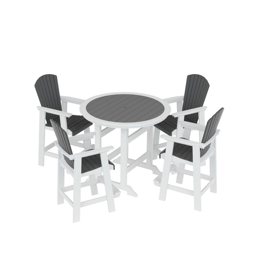 HDPE Patio Bar Table Set High Top Outdoor Table and Chairs Set of 5 Bar Table & Stools Set with Tall Adirondack Chairs Set for 4