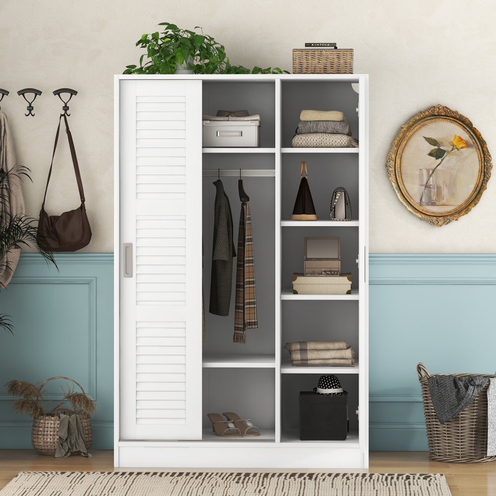 3-Door Wardrobe with 2 Drawers, White