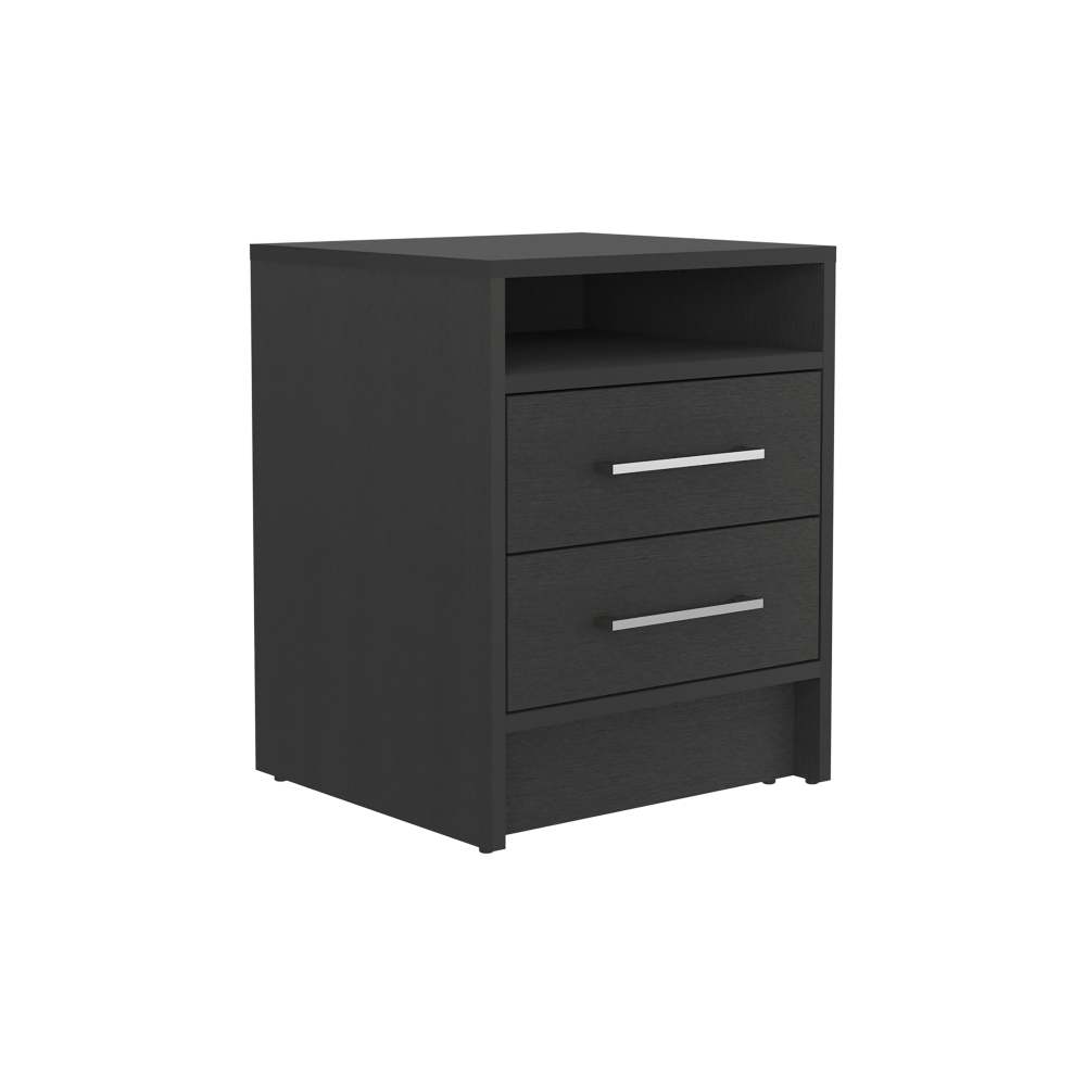 3 Piece Bedroom Set, London Armoire + 2 Leyva Nightstands, Black