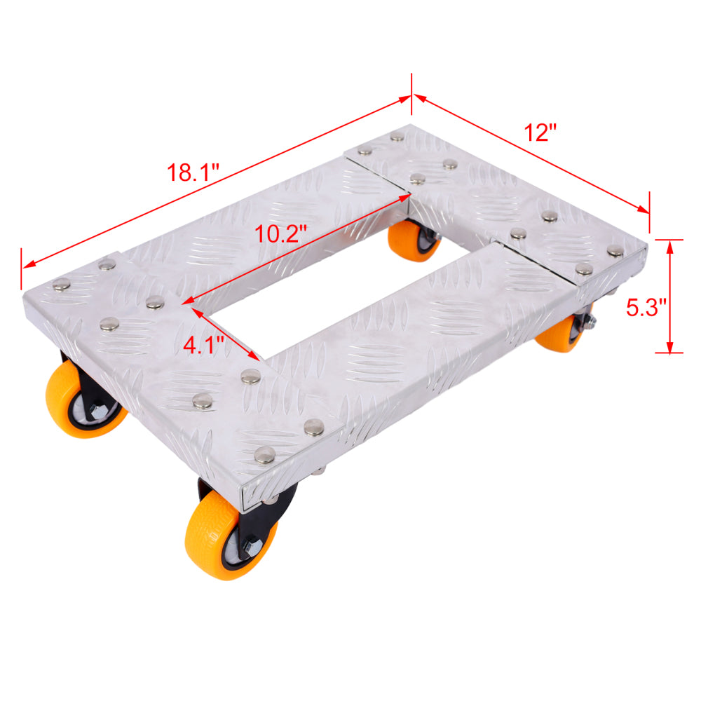 Movers Dolly Heavy Duty Furniture Dolly Trolley Cart  18''x12'' Aluminum Frame with 3'' TPU Professional Casters with Brake Option 2pcs set