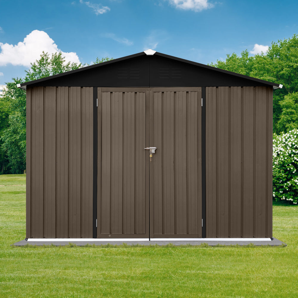 Metal garden sheds 8ft×6ft outdoor storage sheds Brown + Black