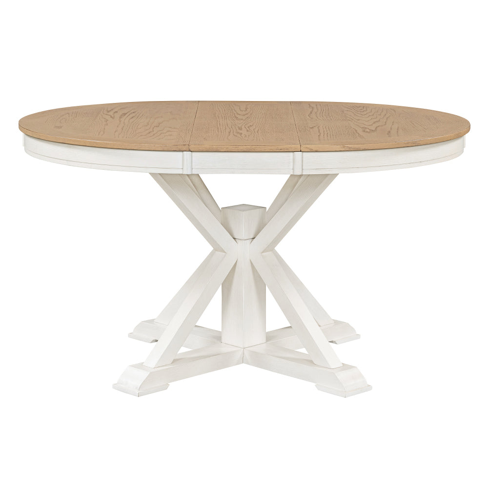 TREXM Retro Functional Extendable Dining Table with a 12" Leaf for Dining Room and Living Room (Natural Wood Wash)