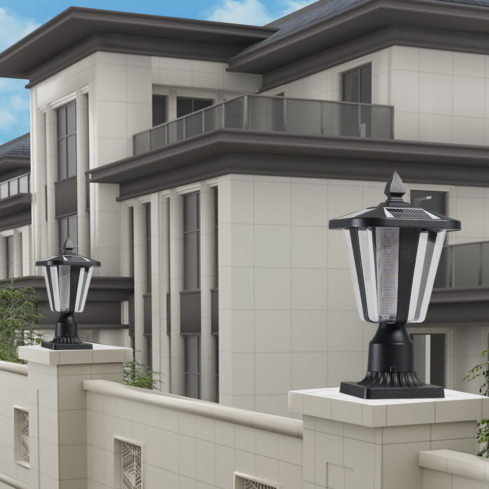 15"(H) Solar Powered Outdoor Lantern, Modern Garden Light with LED for Pathways, Yards, and Driveways (1-Pack)