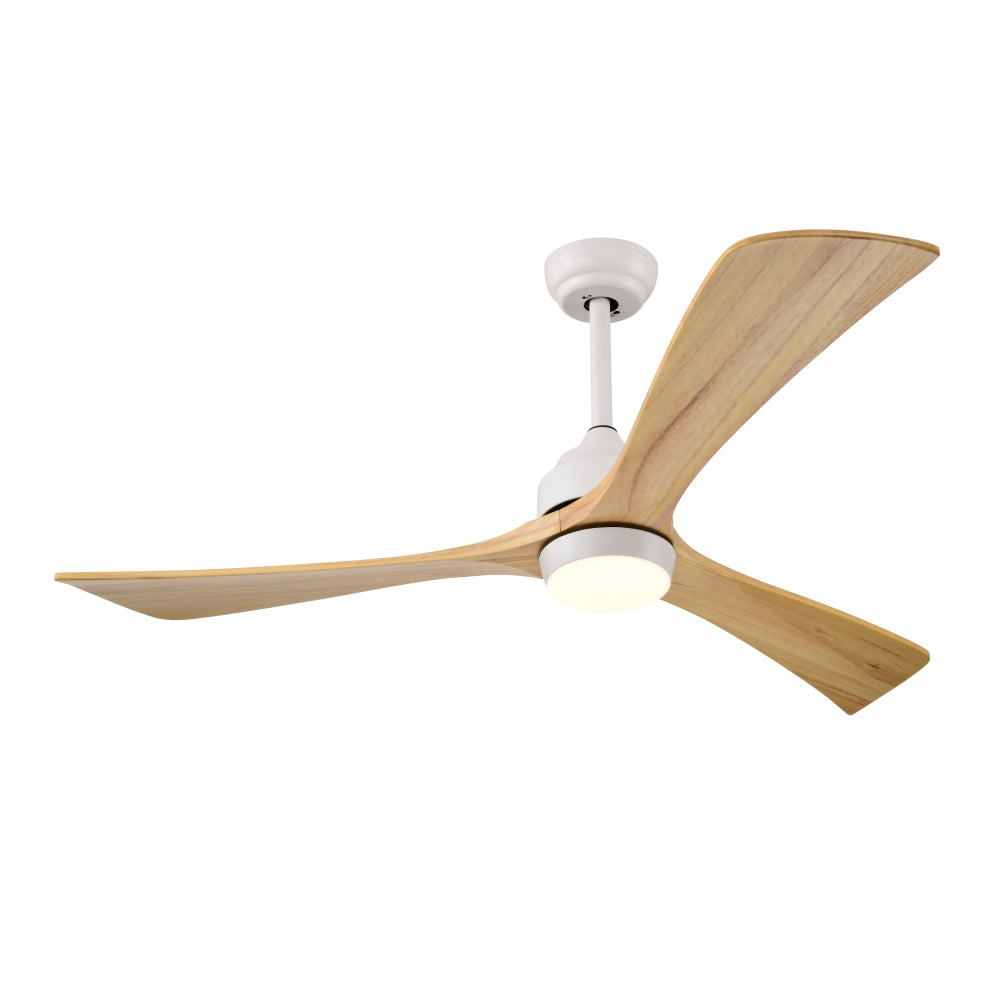 52"  Ceiling Fan with Lights Remote Control,Quiet DC Motor 3 Blade Ceiling Fans 6 Speed Levels,Reversible Ceiling Fan,  for Patio Living Room, Bedroom, Office,Indoor.(White +Natural)