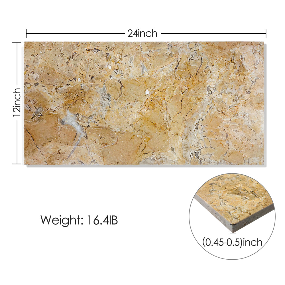 12*24 Gold Yellow Beige natural marble, for floor and wall, polished marble tile, natural stone, genuine marble, real marble, 1 box 4 pcs
