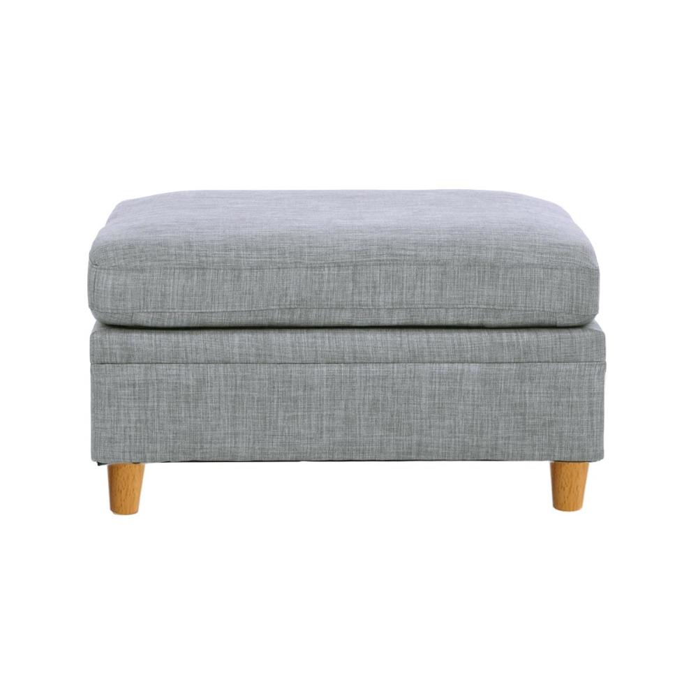 Living Room Furniture Ottoman Light Grey Dorris Fabric 1pc Cushion ottomans Wooden Legs