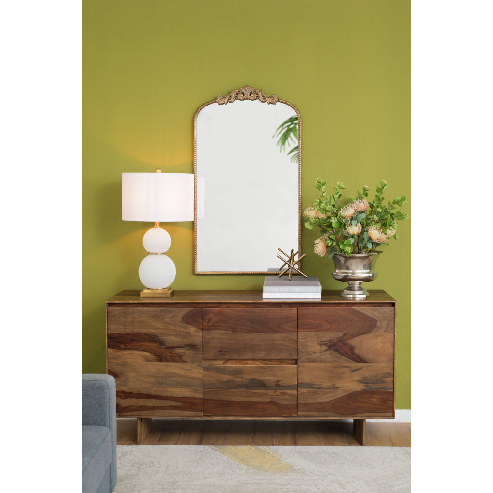24" x 42" Gold Arch Mirror, Baroque Inspired Wall Decor for Bathroom Bedroom Living Room
