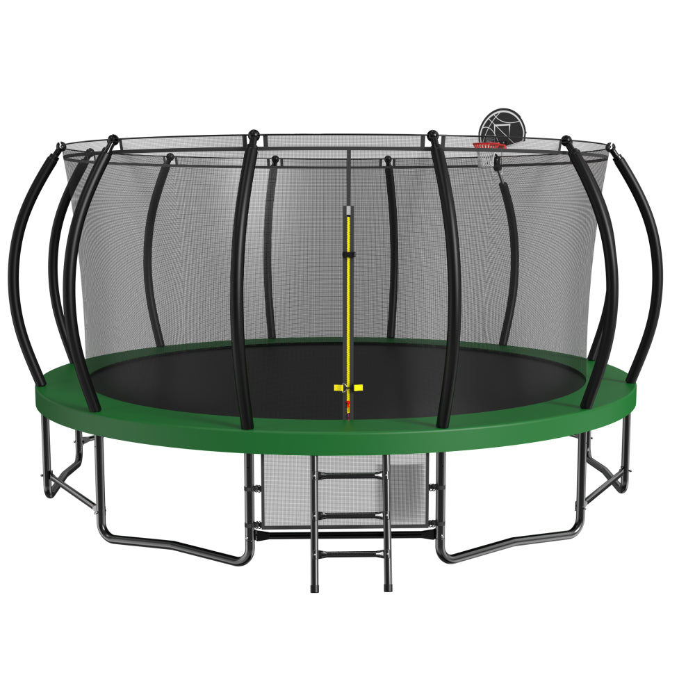 12FT Recreational Kids Trampoline with Safety Enclosure Net & Ladder, Outdoor Recreational Trampolines
