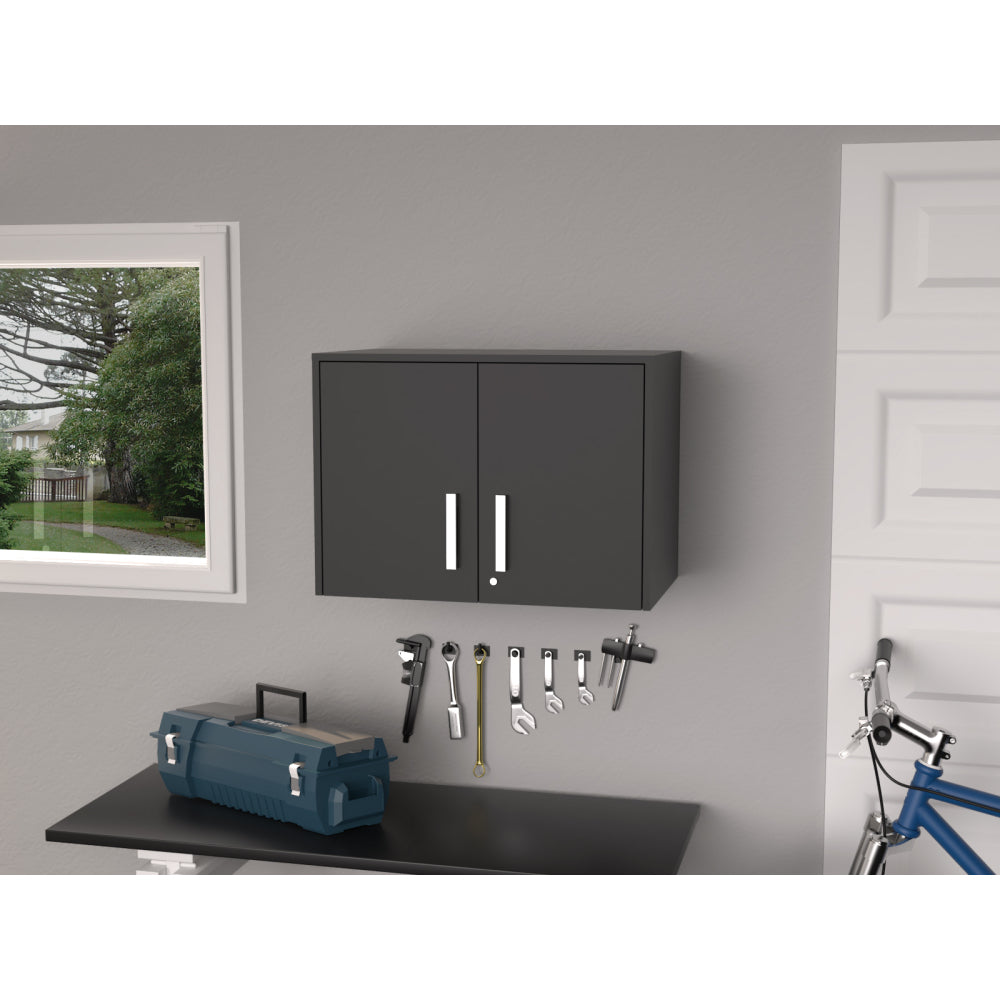 Wall Storage Cabinet Lions, 3 Shelves, Double Door, Black Wengue Finish
