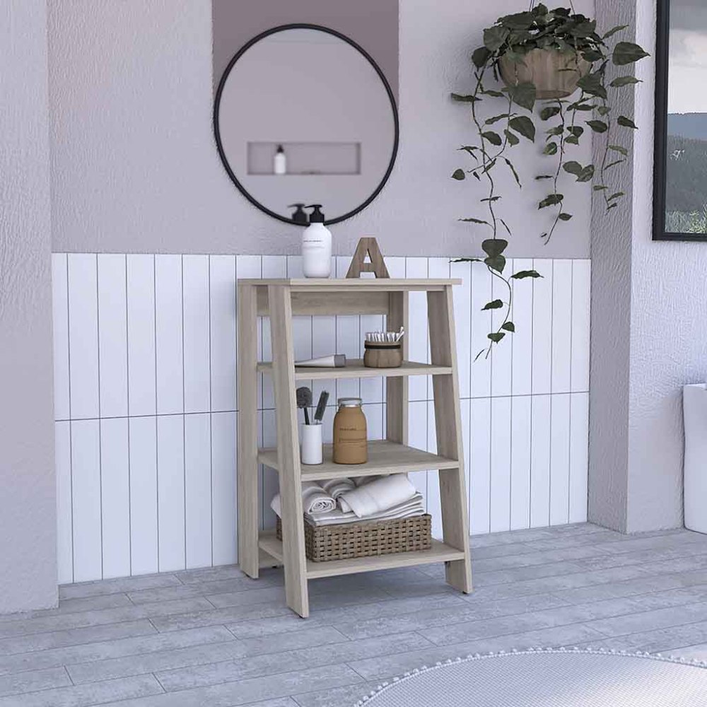 Linen Cabinet Jannes, Two Open Shelves, Single Door, Light Gray Finish