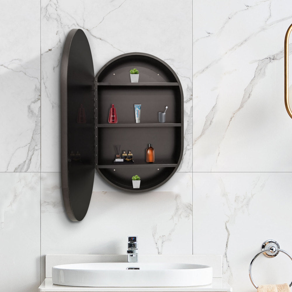 24x24 inch Black Metal Framed Wall mount Bathroom Medicine Cabinet with Mirror