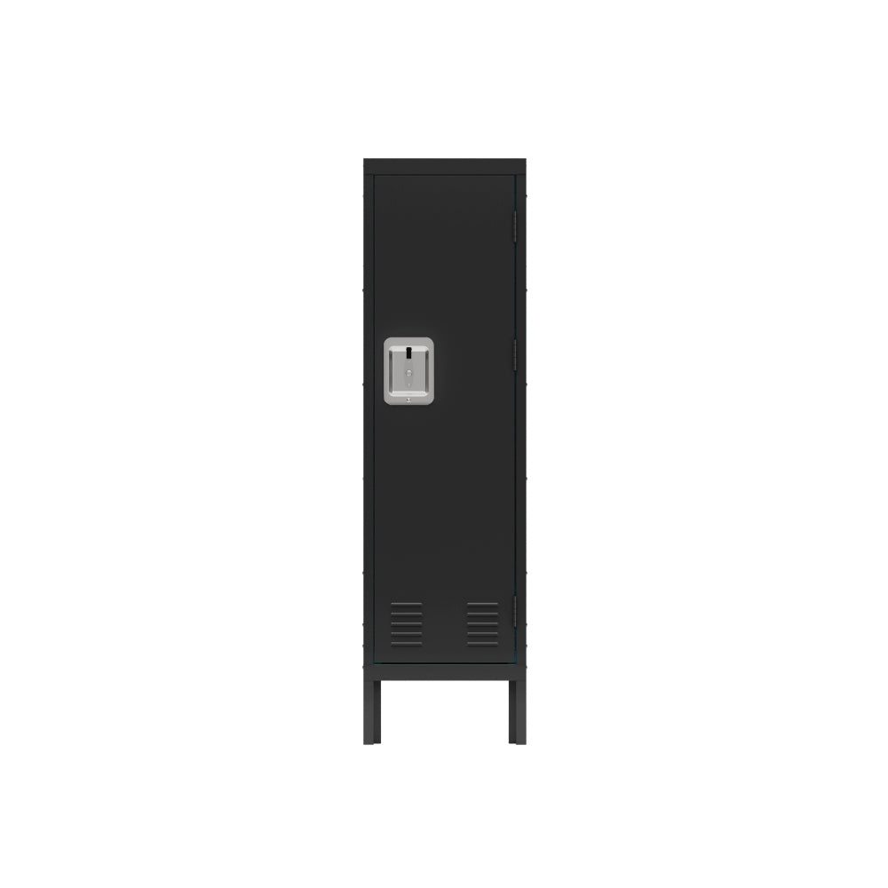 1 Door Tall Single Metal Locker-Retro Style Storage Cabinet--Industrial Furniture--For Living Room/Bedroom/Storage Room/Gym/School--Black