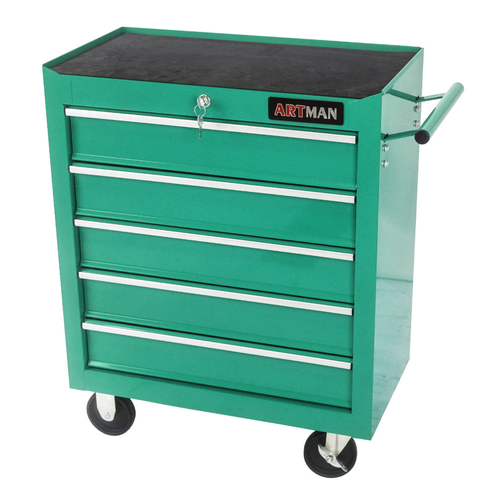 5 Drawer Tool Chest, Tool Storage Cabinet for Garage Storage with 4 Wheels and Locking System, GREEN