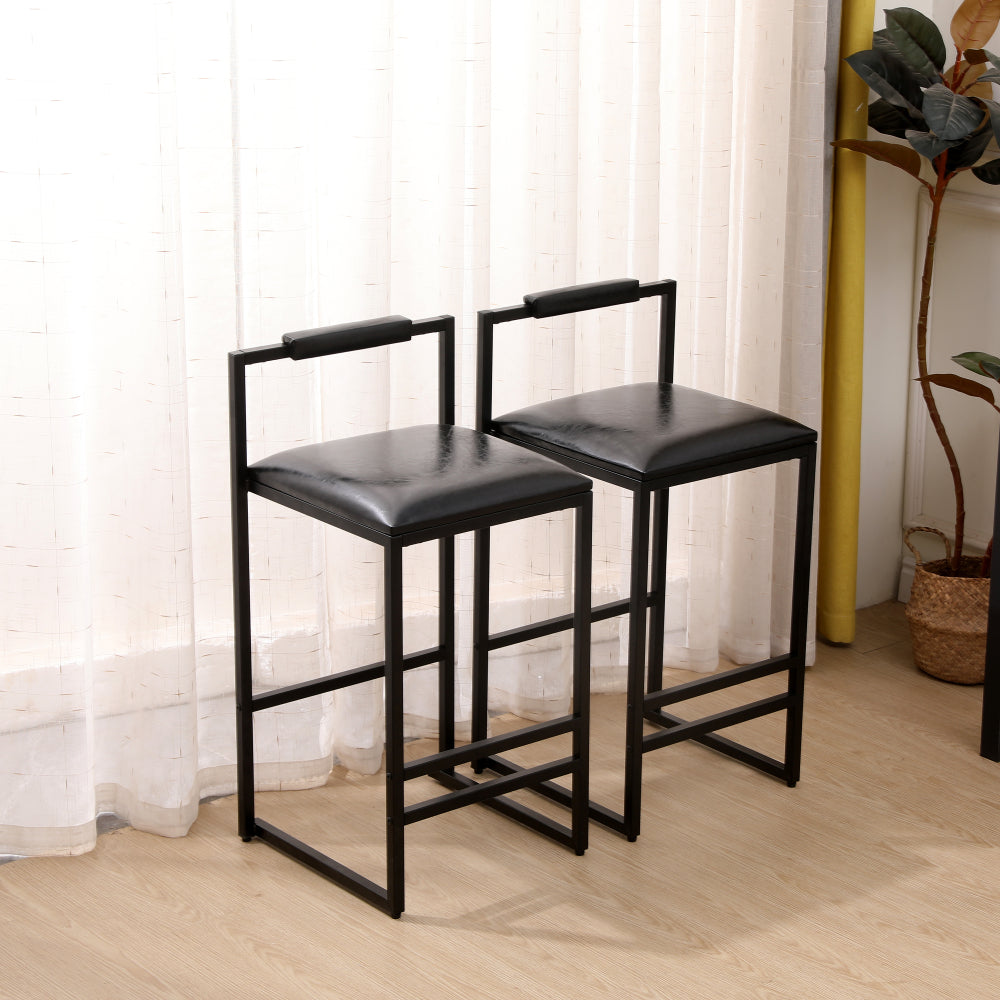 Set of 2 Bar Stools with Back  Paper Rope Woven Counter Height Dining Chairs for Kitchen, Home (Paper Rope with Back)