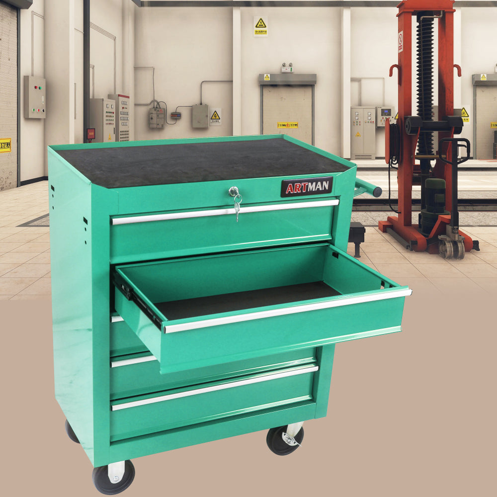 5 Drawer Tool Chest, Tool Storage Cabinet for Garage Storage with 4 Wheels and Locking System, GREEN