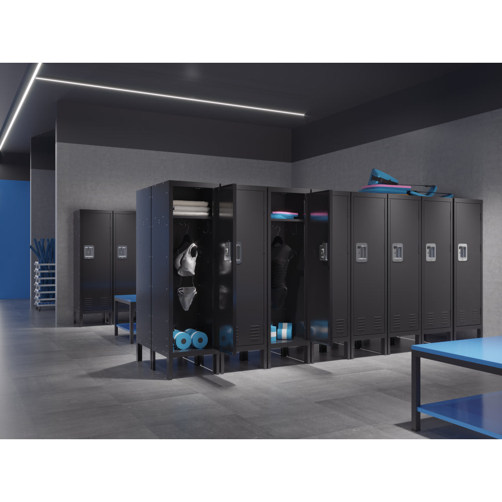 1 Door Tall Single Metal Locker-Retro Style Storage Cabinet--Industrial Furniture--For Living Room/Bedroom/Storage Room/Gym/School--Black