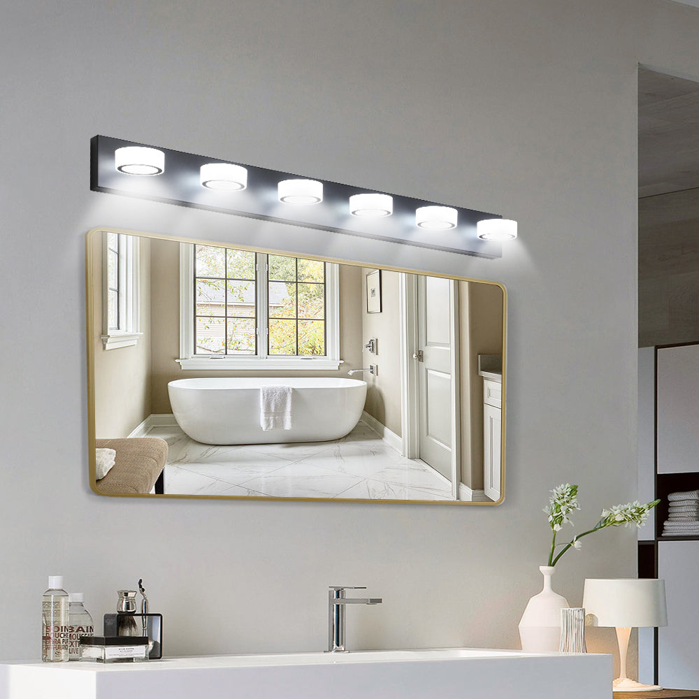 37" Modern 5-Light LED Vanity Light Fixture - Chrome Finish with Acrylic Light Shades - Energy-Efficient Bathroom Wall Sconce - Dimmable for Mirror, Shower, and Bathroom Decor